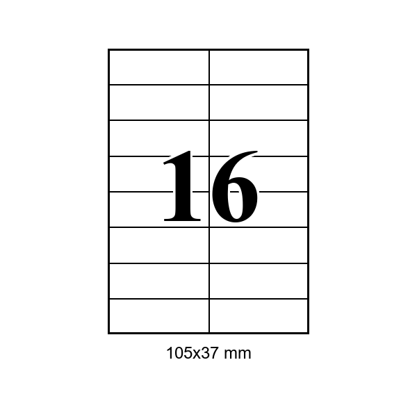 16 pe foaie · 105×37 mm, 105.00×37.00, Hartie adeziva — etichete / ribbon Chișinău | Etichete.eu