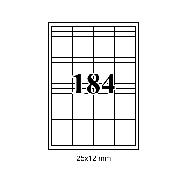 184 pe foaie · 25×12 mm (câmpuri subțiri pe toate laturile), 25.00×12.00, Hartie adeziva — etichete / ribbon Chișinău | Etichete.eu