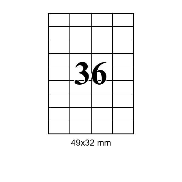 36 pe foaie · 49×32 mm, 49.00×32.00, Hartie adeziva — etichete / ribbon Chișinău | Etichete.eu