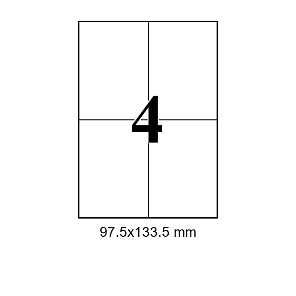 4 pe foaie · 97,5×133,5 mm, 97.50×133.50, Hartie adeziva — etichete / ribbon Chișinău | Etichete.eu