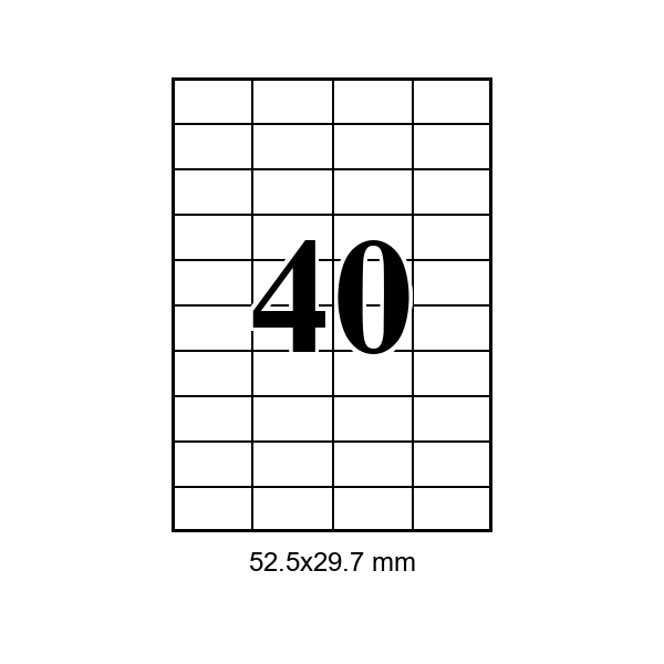 40 pe foaie · 52,5×29,7 mm, 52.50×29.70, Hartie adeziva — etichete / ribbon Chișinău | Etichete.eu