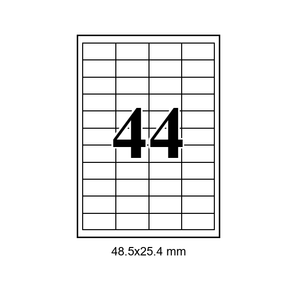 44 pe foaie · 48,5×25,4 mm (câmpuri pe toate laturile), 48.50×25.40, Hartie adeziva — etichete / ribbon Chișinău | Etichete.eu