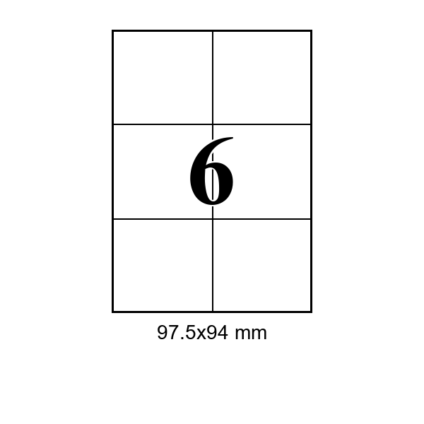 6 pe foaie · 97,5×94 mm, 97.50×94.00, Hartie adeziva — etichete / ribbon Chișinău | Etichete.eu